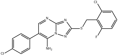 2-[(2-CHLORO-6-FLUOROBENZYL)SULFANYL]-6-(4-CHLOROPHENYL)[1,2,4]TRIAZOLO[1,5-A]PYRIMIDIN-7-AMINE Struktur