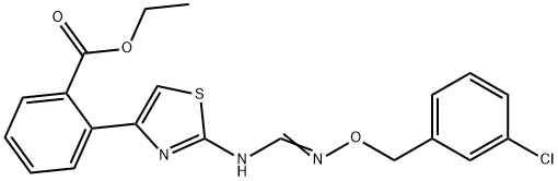 ETHYL 2-(2-[(([(3-CHLOROBENZYL)OXY]IMINO)METHYL)AMINO]-1,3-THIAZOL-4-YL)BENZENECARBOXYLATE Struktur