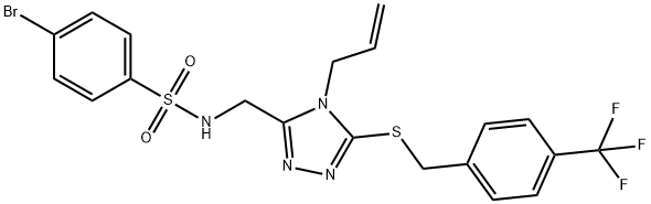 N-[(4-ALLYL-5-([4-(TRIFLUOROMETHYL)BENZYL]SULFANYL)-4H-1,2,4-TRIAZOL-3-YL)METHYL]-4-BROMOBENZENESULFONAMIDE Struktur