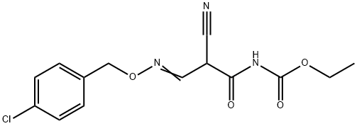 ETHYL N-(3-([(4-CHLOROBENZYL)OXY]IMINO)-2-CYANOPROPANOYL)CARBAMATE Struktur