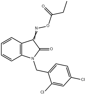 1-(2,4-DICHLOROBENZYL)-3-[(PROPIONYLOXY)IMINO]-1,3-DIHYDRO-2H-INDOL-2-ONE Struktur