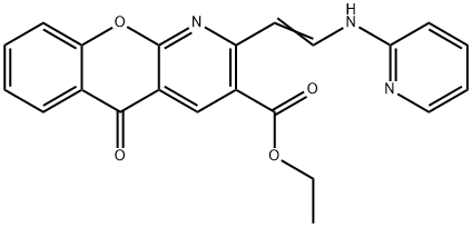 ETHYL 5-OXO-2-[2-(2-PYRIDINYLAMINO)VINYL]-5H-CHROMENO[2,3-B]PYRIDINE-3-CARBOXYLATE Struktur