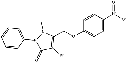 4-BROMO-2-METHYL-3-((4-NITROPHENOXY)METHYL)-1-PHENYL-3-PYRAZOLIN-5-ONE Struktur