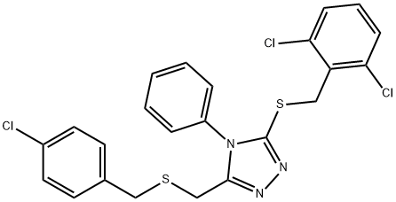 3-([(4-CHLOROBENZYL)SULFANYL]METHYL)-5-[(2,6-DICHLOROBENZYL)SULFANYL]-4-PHENYL-4H-1,2,4-TRIAZOLE Struktur