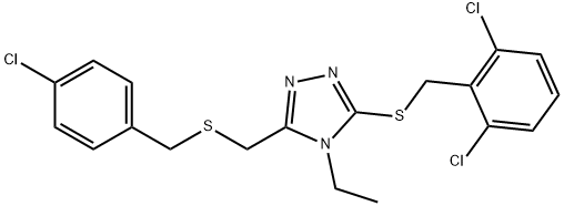 3-([(4-CHLOROBENZYL)SULFANYL]METHYL)-5-[(2,6-DICHLOROBENZYL)SULFANYL]-4-ETHYL-4H-1,2,4-TRIAZOLE Struktur