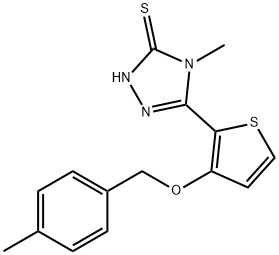 4-METHYL-5-(3-[(4-METHYLBENZYL)OXY]-2-THIENYL)-4H-1,2,4-TRIAZOL-3-YLHYDROSULFIDE Struktur