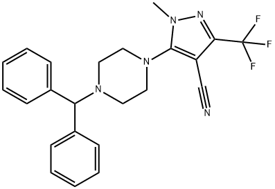 5-(4-BENZHYDRYLPIPERAZINO)-1-METHYL-3-(TRIFLUOROMETHYL)-1H-PYRAZOLE-4-CARBONITRILE Struktur