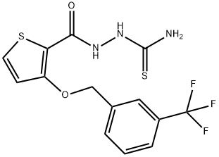 2-[(3-([3-(TRIFLUOROMETHYL)BENZYL]OXY)-2-THIENYL)CARBONYL]-1-HYDRAZINECARBOTHIOAMIDE Struktur