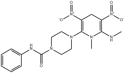 4-[1-METHYL-6-(METHYLAMINO)-3,5-DINITRO-1,4-DIHYDRO-2-PYRIDINYL]-N-PHENYLTETRAHYDRO-1(2H)-PYRAZINECARBOXAMIDE Struktur