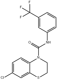 7-CHLORO-N-[3-(TRIFLUOROMETHYL)PHENYL]-2,3-DIHYDRO-4H-1,4-BENZOTHIAZINE-4-CARBOXAMIDE Struktur