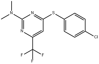 4-[(4-CHLOROPHENYL)SULFANYL]-N,N-DIMETHYL-6-(TRIFLUOROMETHYL)-2-PYRIMIDINAMINE Struktur