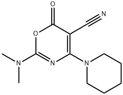 2-(DIMETHYLAMINO)-6-OXO-4-PIPERIDINO-6H-1,3-OXAZINE-5-CARBONITRILE Struktur