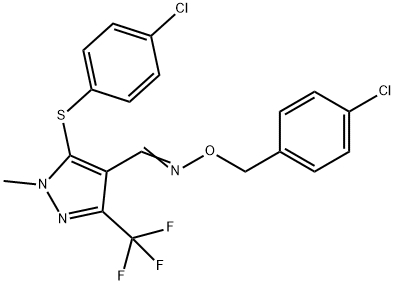 5-[(4-CHLOROPHENYL)SULFANYL]-1-METHYL-3-(TRIFLUOROMETHYL)-1H-PYRAZOLE-4-CARBALDEHYDE O-(4-CHLOROBENZYL)OXIME Struktur