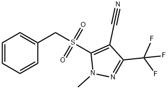 5-(BENZYLSULFONYL)-1-METHYL-3-(TRIFLUOROMETHYL)-1H-PYRAZOLE-4-CARBONITRILE Struktur