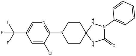 8-[3-CHLORO-5-(TRIFLUOROMETHYL)-2-PYRIDINYL]-2-PHENYL-1,2,4,8-TETRAAZASPIRO[4.5]DECAN-3-ONE Struktur