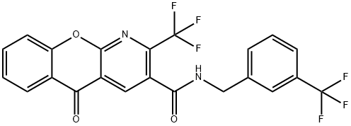 5-OXO-2-(TRIFLUOROMETHYL)-N-[3-(TRIFLUOROMETHYL)BENZYL]-5H-CHROMENO[2,3-B]PYRIDINE-3-CARBOXAMIDE Struktur