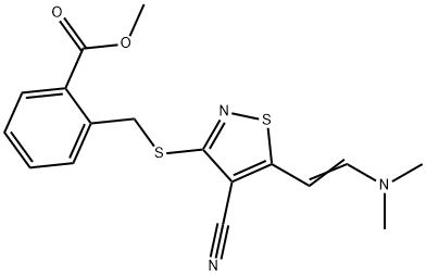 METHYL 2-[((4-CYANO-5-[2-(DIMETHYLAMINO)VINYL]-3-ISOTHIAZOLYL)SULFANYL)METHYL]BENZENECARBOXYLATE Struktur