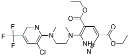 DIETHYL 4-(AMINO(4-[3-CHLORO-5-(TRIFLUOROMETHYL)-2-PYRIDINYL]PIPERAZINO)METHYLENE)-2-CYANO-2-PENTENEDIOATE Struktur