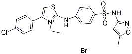 4-(4-CHLOROPHENYL)-3-ETHYL-2-(4-([(5-METHYLISOXAZOL-3-YL)AMINO]SULFONYL)ANILINO)-1,3-THIAZOL-3-IUM BROMIDE Struktur