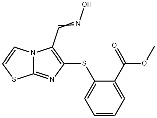 METHYL 2-((5-[(HYDROXYIMINO)METHYL]IMIDAZO[2,1-B][1,3]THIAZOL-6-YL)SULFANYL)BENZENECARBOXYLATE Struktur