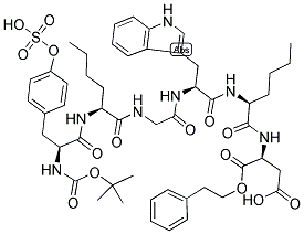 BOC-TYR(SO3H)-NLE-GLY-TRP-NLE-ASP-2-PHENYLETHYL ESTER Struktur