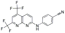 4-([5,7-BIS(TRIFLUOROMETHYL)[1,8]NAPHTHYRIDIN-2-YL]AMINO)BENZENECARBONITRILE Struktur