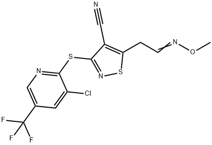 3-([3-CHLORO-5-(TRIFLUOROMETHYL)-2-PYRIDINYL]SULFANYL)-5-[2-(METHOXYIMINO)ETHYL]-4-ISOTHIAZOLECARBONITRILE Struktur