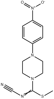 METHYL N-CYANO-4-(4-NITROPHENYL)TETRAHYDRO-1(2H)-PYRAZINECARBIMIDOTHIOATE Struktur