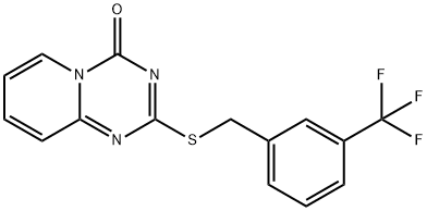 2-([3-(TRIFLUOROMETHYL)BENZYL]SULFANYL)-4H-PYRIDO[1,2-A][1,3,5]TRIAZIN-4-ONE Struktur