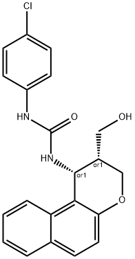 N-(4-CHLOROPHENYL)-N'-[2-(HYDROXYMETHYL)-2,3-DIHYDRO-1H-BENZO[F]CHROMEN-1-YL]UREA Struktur