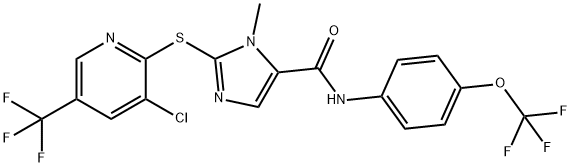 2-([3-CHLORO-5-(TRIFLUOROMETHYL)-2-PYRIDINYL]SULFANYL)-1-METHYL-N-[4-(TRIFLUOROMETHOXY)PHENYL]-1H-IMIDAZOLE-5-CARBOXAMIDE Struktur