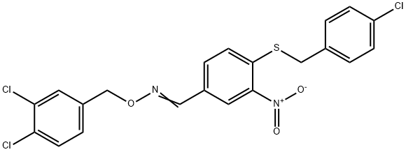 4-[(4-CHLOROBENZYL)SULFANYL]-3-NITROBENZENECARBALDEHYDE O-(3,4-DICHLOROBENZYL)OXIME Struktur