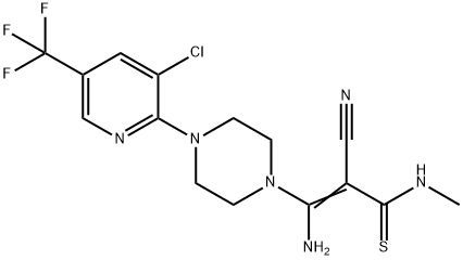 3-AMINO-3-(4-[3-CHLORO-5-(TRIFLUOROMETHYL)-2-PYRIDINYL]PIPERAZINO)-2-CYANO-N-METHYL-2-PROPENETHIOAMIDE Struktur