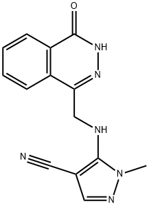 1-METHYL-5-([(4-OXO-3,4-DIHYDRO-1-PHTHALAZINYL)METHYL]AMINO)-1H-PYRAZOLE-4-CARBONITRILE Struktur