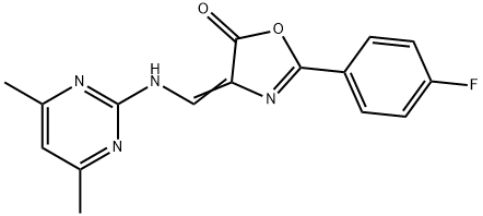 4-([(4,6-DIMETHYL-2-PYRIMIDINYL)AMINO]METHYLENE)-2-(4-FLUOROPHENYL)-1,3-OXAZOL-5(4H)-ONE Struktur