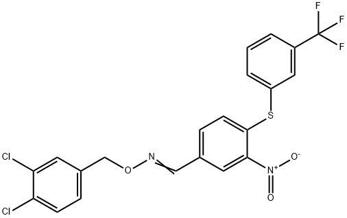 3-NITRO-4-([3-(TRIFLUOROMETHYL)PHENYL]SULFANYL)BENZENECARBALDEHYDE O-(3,4-DICHLOROBENZYL)OXIME Struktur