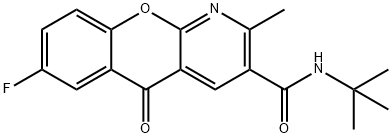 N-(TERT-BUTYL)-7-FLUORO-2-METHYL-5-OXO-5H-CHROMENO[2,3-B]PYRIDINE-3-CARBOXAMIDE Struktur