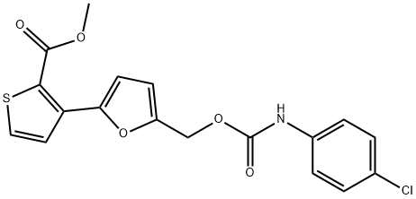 METHYL 3-[5-(([(4-CHLOROANILINO)CARBONYL]OXY)METHYL)-2-FURYL]-2-THIOPHENECARBOXYLATE Struktur