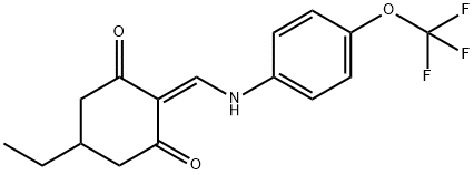 5-ETHYL-2-(((4-(TRIFLUOROMETHOXY)PHENYL)AMINO)METHYLENE)CYCLOHEXANE-1,3-DIONE Struktur