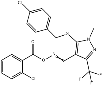 4-(([(2-CHLOROBENZOYL)OXY]IMINO)METHYL)-5-[(4-CHLOROBENZYL)SULFANYL]-1-METHYL-3-(TRIFLUOROMETHYL)-1H-PYRAZOLE Struktur