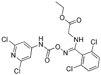 ETHYL 2-(((2,6-DICHLOROPHENYL)[(([(2,6-DICHLORO-4-PYRIDYL)AMINO]CARBONYL)OXY)IMINO]METHYL)AMINO)ACETATE Struktur