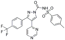 N-[4-(METHYLPHENYL)SULPHONYL]-4-(PYRIMIDIN-4-YL)-3-[4-(TRIFLUOROMETHYL)PHENYL]PYRAZOLE-1-CARBOXAMIDE Struktur