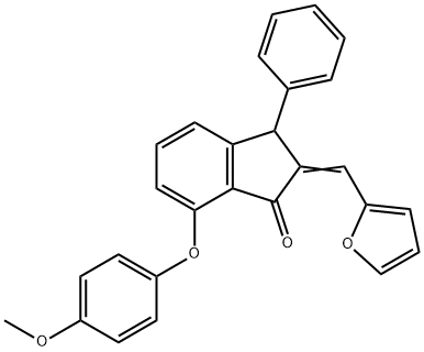 2-(2-FURYLMETHYLENE)-7-(4-METHOXYPHENOXY)-3-PHENYL-1-INDANONE Struktur