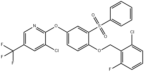 2-[(2-CHLORO-6-FLUOROBENZYL)OXY]-5-([3-CHLORO-5-(TRIFLUOROMETHYL)-2-PYRIDINYL]OXY)PHENYL PHENYL SULFONE Struktur