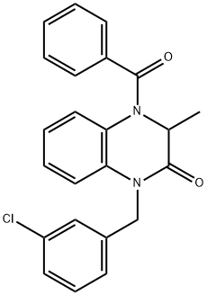 4-BENZOYL-1-(3-CHLOROBENZYL)-3-METHYL-3,4-DIHYDRO-2(1H)-QUINOXALINONE Struktur