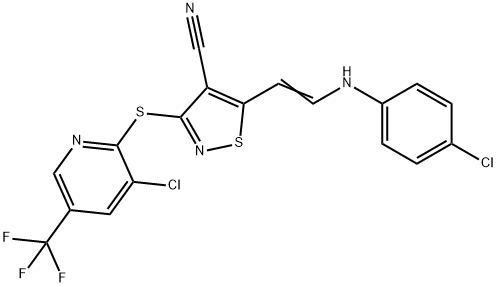 5-[2-(4-CHLOROANILINO)VINYL]-3-([3-CHLORO-5-(TRIFLUOROMETHYL)-2-PYRIDINYL]SULFANYL)-4-ISOTHIAZOLECARBONITRILE Struktur