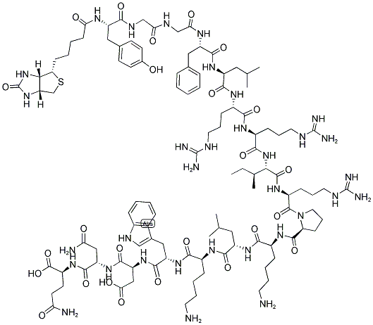 BIOTIN-TYR-GLY-GLY-PHE-LEU-ARG-ARG-ILE-ARG-PRO-LYS-LEU-LYS-TRP-ASP-ASN-GLN Struktur