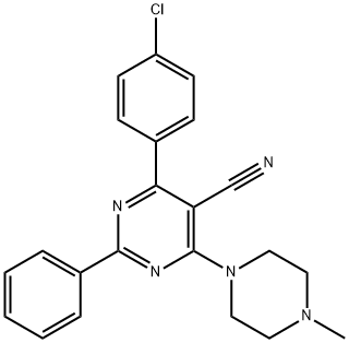 4-(4-CHLOROPHENYL)-6-(4-METHYLPIPERAZINO)-2-PHENYL-5-PYRIMIDINECARBONITRILE Struktur