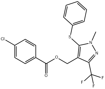 [1-METHYL-5-(PHENYLSULFANYL)-3-(TRIFLUOROMETHYL)-1H-PYRAZOL-4-YL]METHYL 4-CHLOROBENZENECARBOXYLATE Struktur