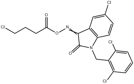 5-CHLORO-3-([(4-CHLOROBUTANOYL)OXY]IMINO)-1-(2,6-DICHLOROBENZYL)-1,3-DIHYDRO-2H-INDOL-2-ONE Struktur